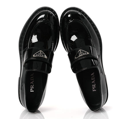 Prada Vernice Triangle 50mm Loafers 41 Black 2 of 10