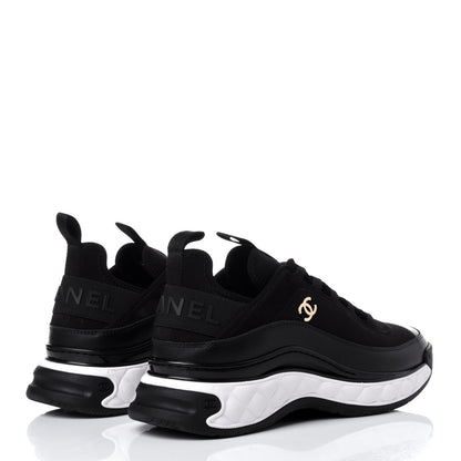 Chanel Velvet Calfskin Mixed Fibers CC Sneakers 38.5 Black 4 of 11