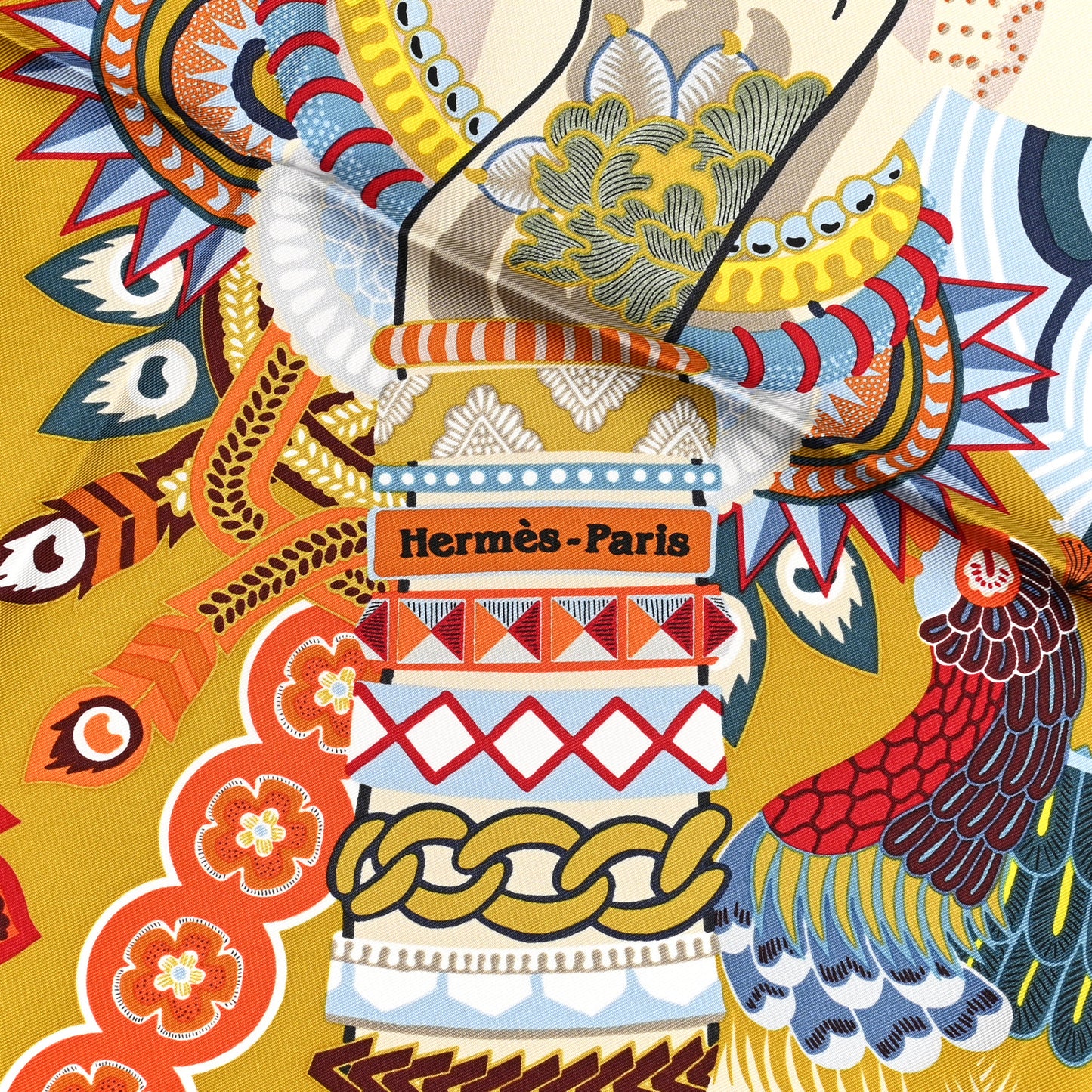 Silk Twill Duo Cosmique Scarf 90 Bleu Ciel Brique