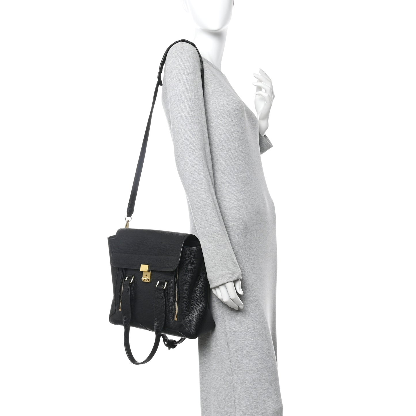 Textured Calfskin Medium Pashli Satchel Black