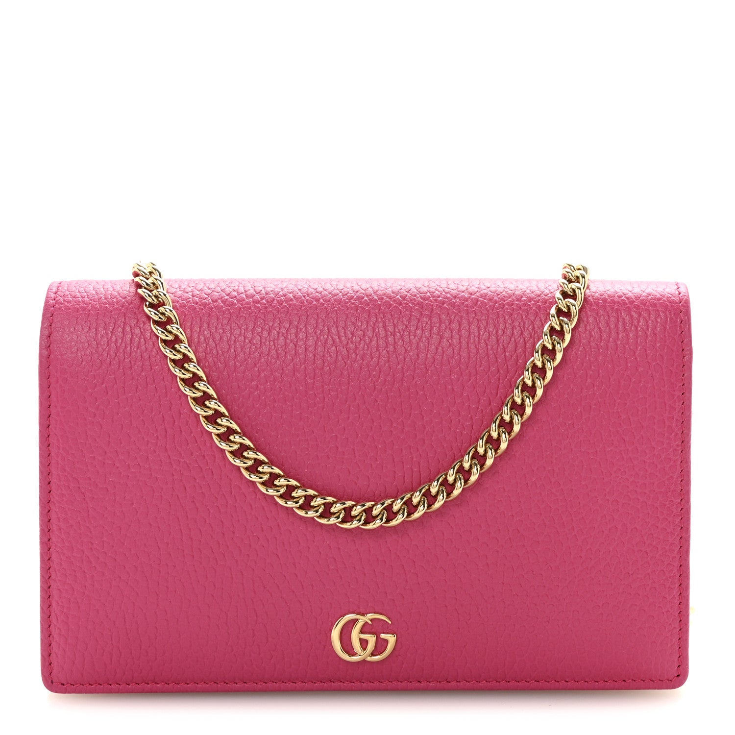 Gucci Dollar Calfskin Mini GG Marmont Chain Wallet Box Pink 1 of 9