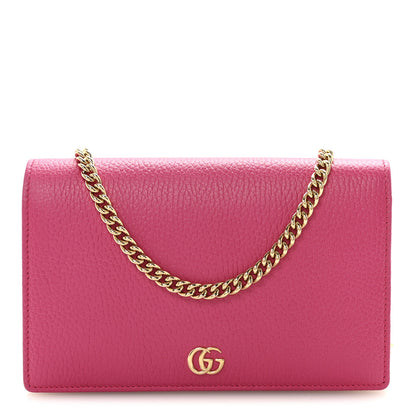 Gucci Dollar Calfskin Mini GG Marmont Chain Wallet Box Pink 1 of 9