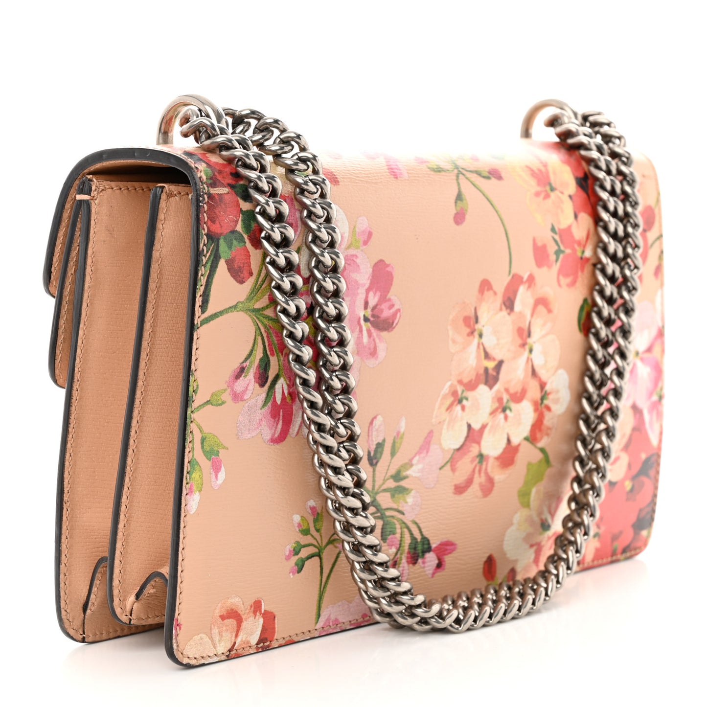Calfskin Blooms Print Small Dionysus Shoulder Bag Pink Apricot Multicolor