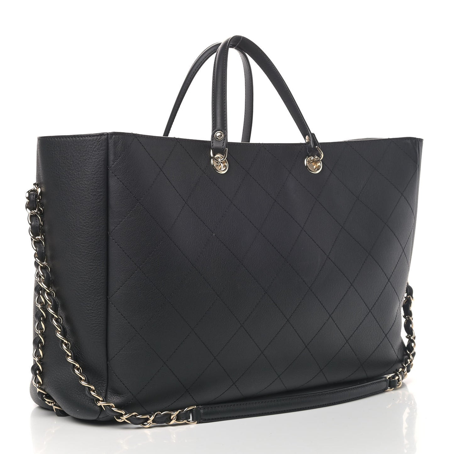 Bullskin Stitched Large Shopping Bag Black