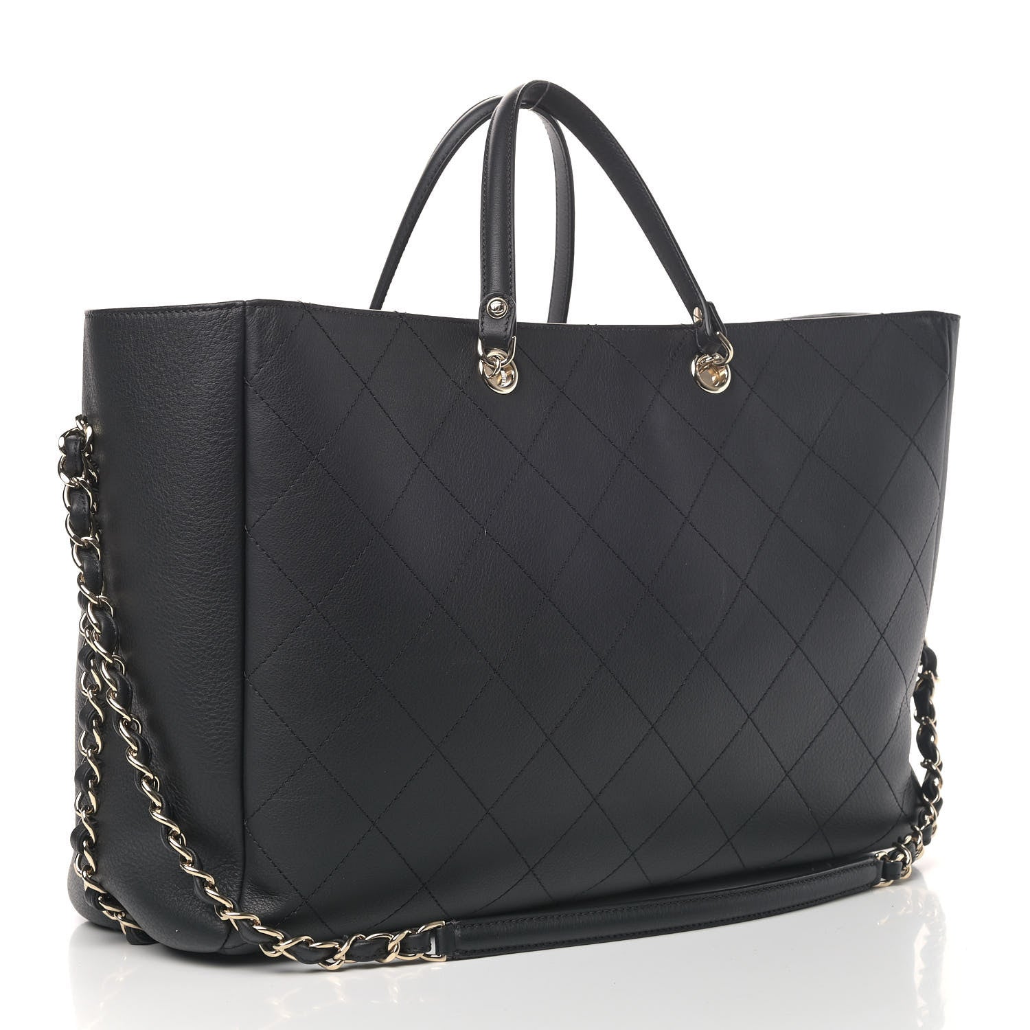 Chanel Bullskin Stitched Large Shopping Bag Black 2 of 4