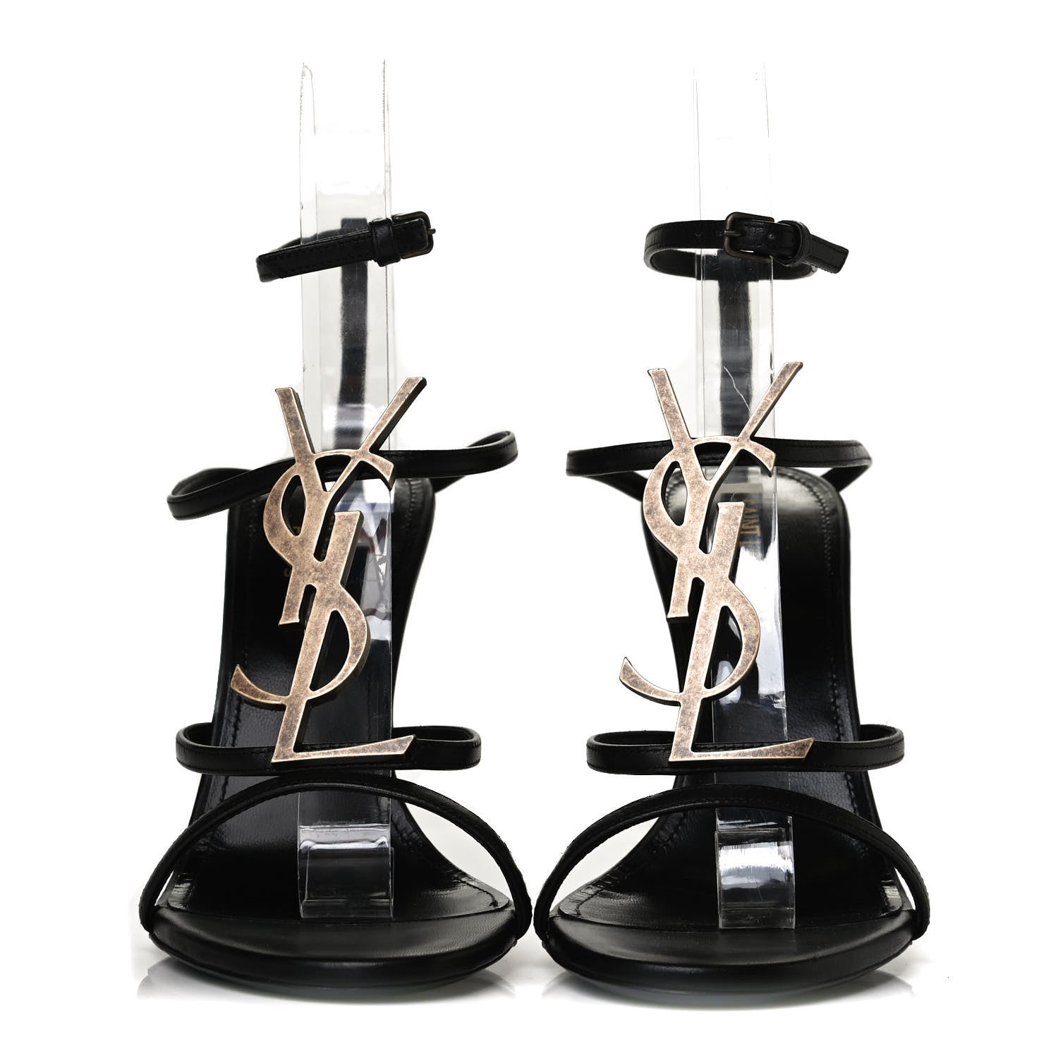 Saint Laurent Calfskin Cassandra 110 Sandals 35.5 Black 3 of 9
