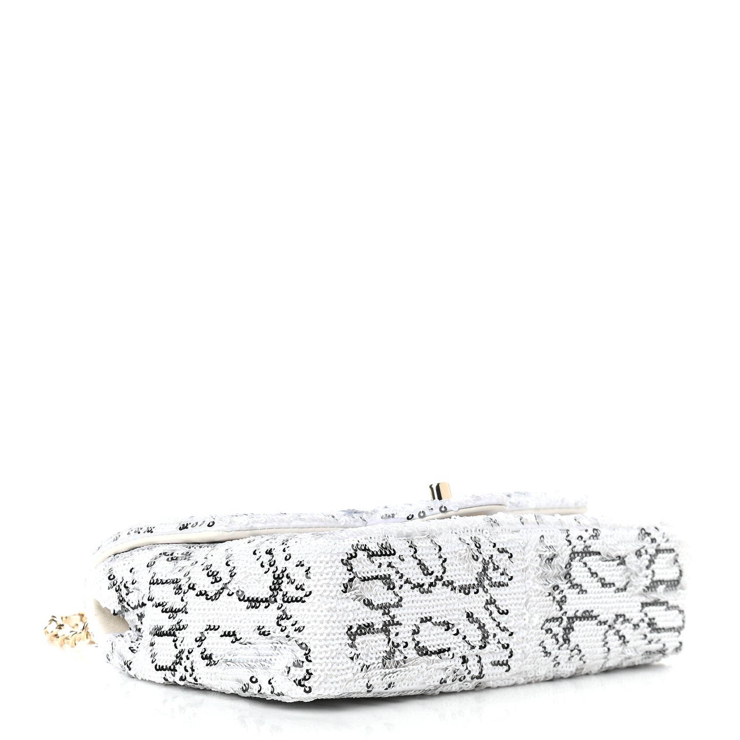 Sequin Logo Mini Rectangular Flap White Black