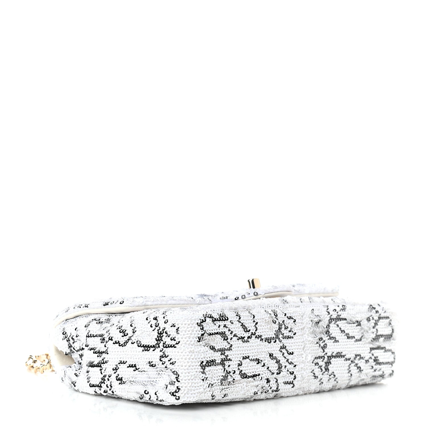 Chanel Sequin Logo Mini Rectangular Flap White Black 4 of 9