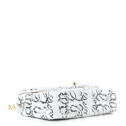 Chanel Sequin Logo Mini Rectangular Flap White Black 4 of 9