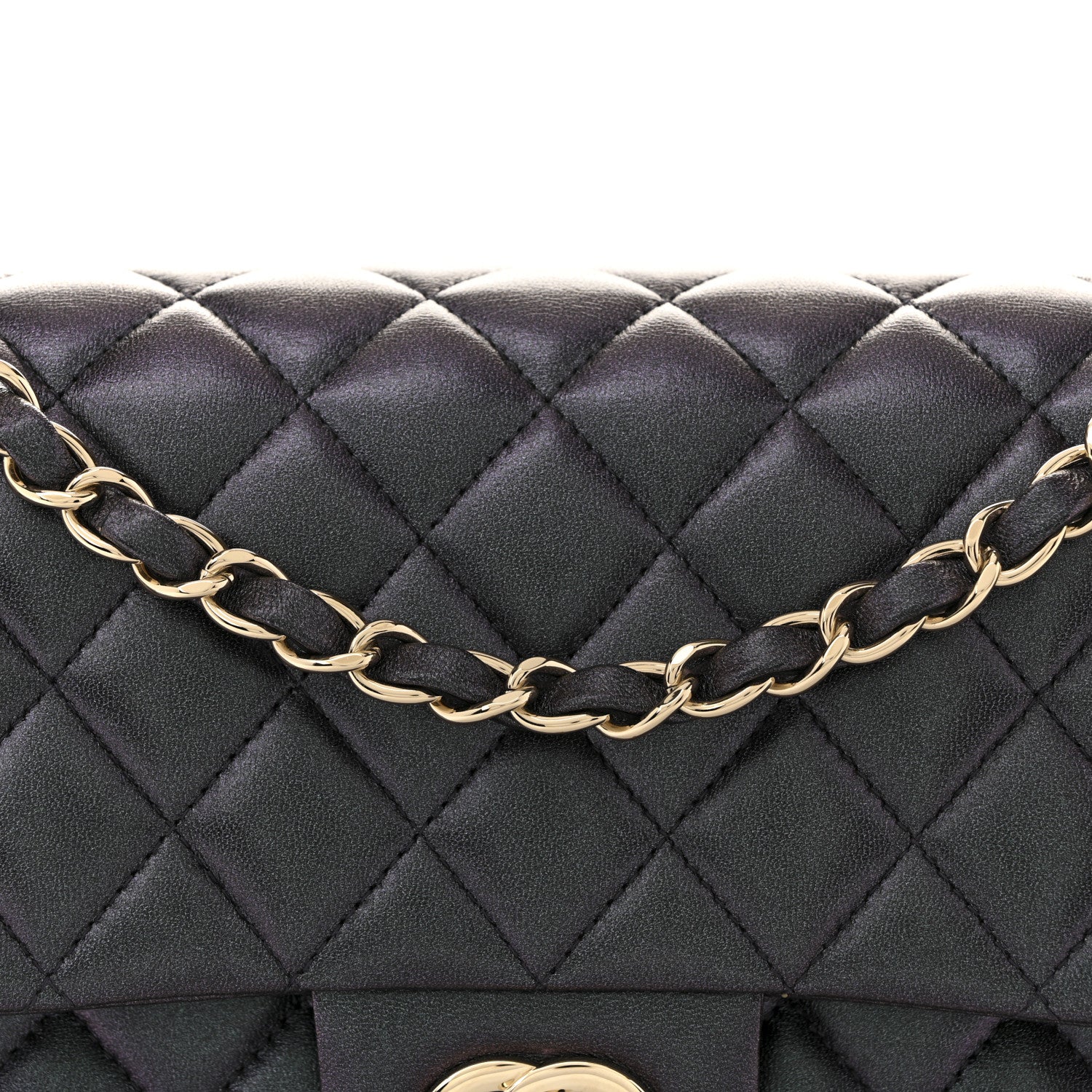 Chanel Iridescent Lambskin Quilted Medium Double Flap Black 8 of 11