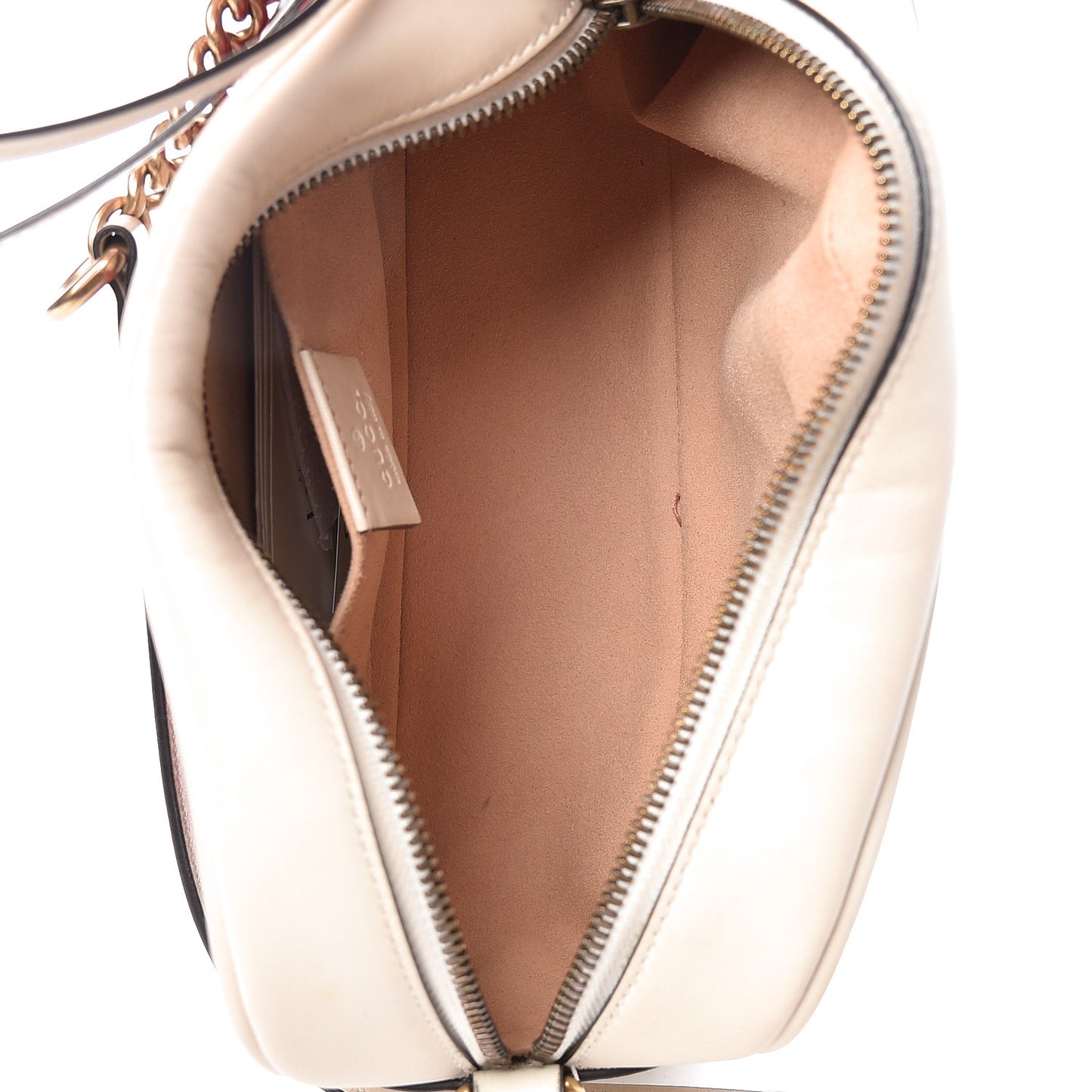 Calfskin Matelasse Trompe L'Oeil Print Small GG Marmont Chain Shoulder Bag White