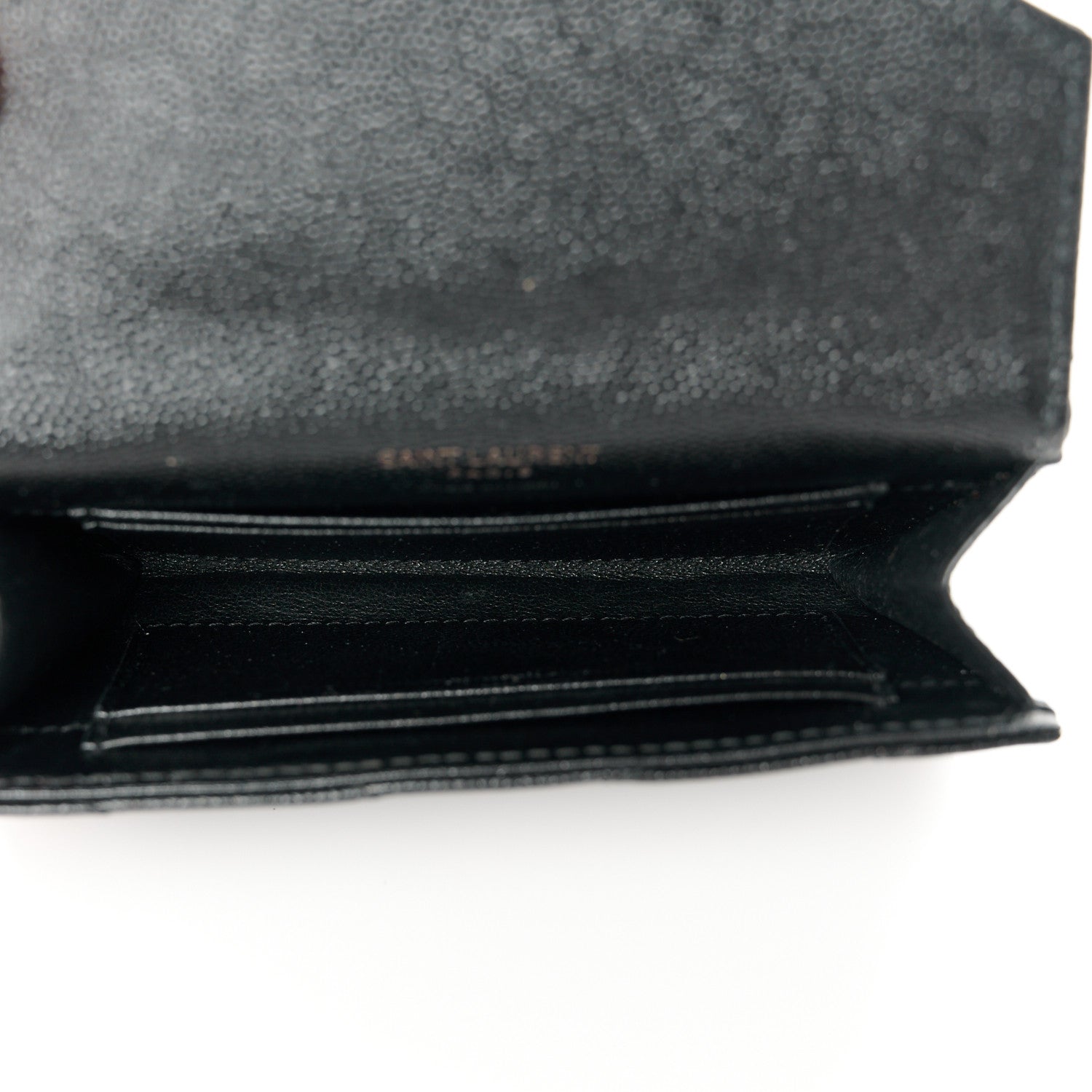 Saint Laurent Grain De Poudre Matelasse Chevron Small Monochrome Monogram Envelope Wallet Black 5 of 9