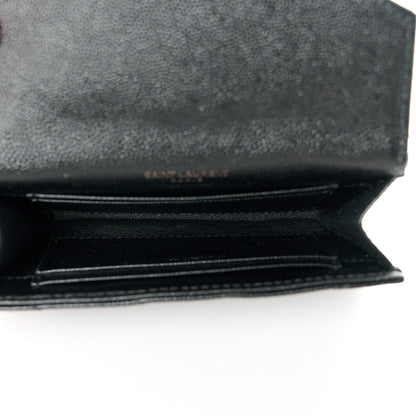 Saint Laurent Grain De Poudre Matelasse Chevron Small Monochrome Monogram Envelope Wallet Black 5 of 9