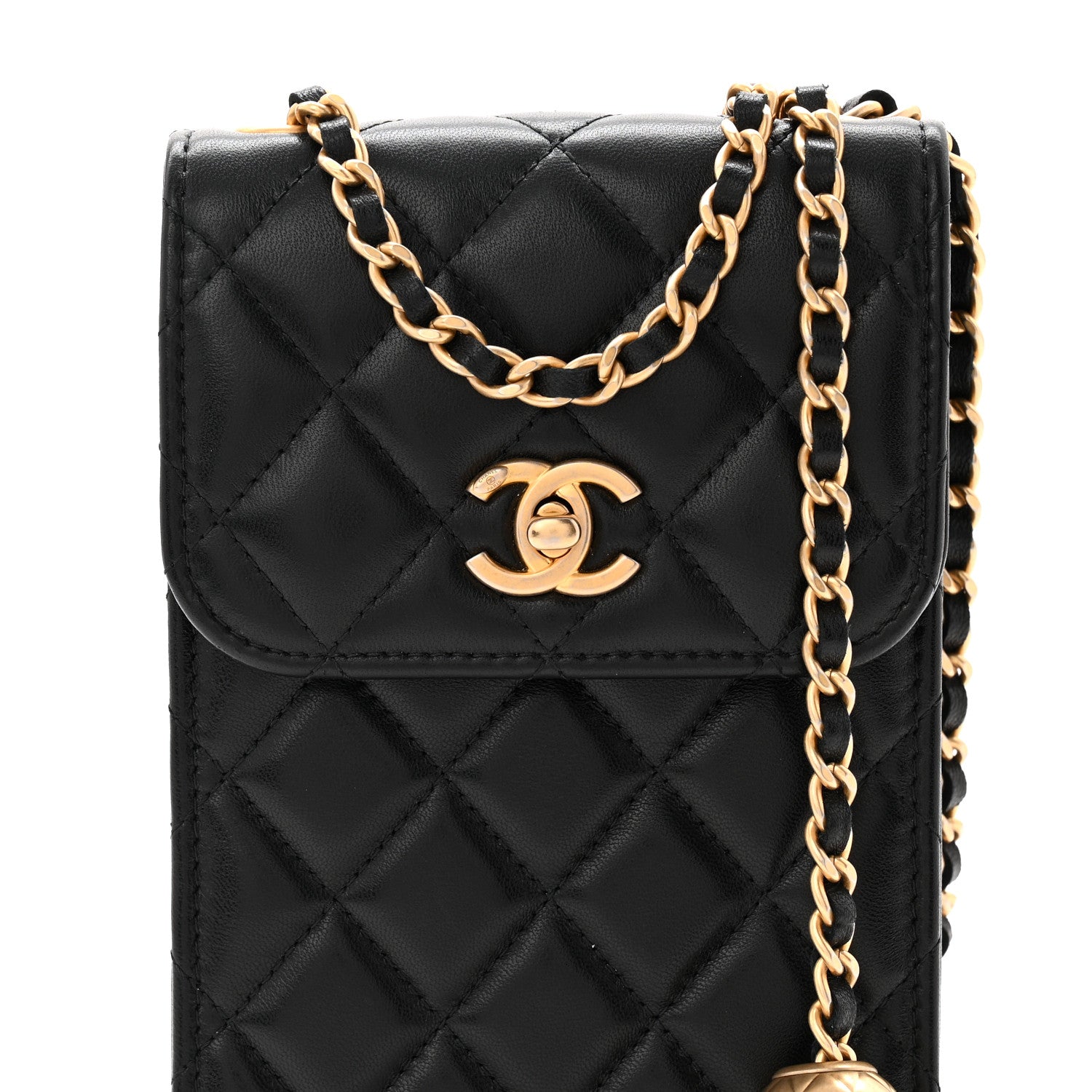 Chanel Lambskin Quilted Vertical Pearl Crush Flap With Chain Black 9 of 12