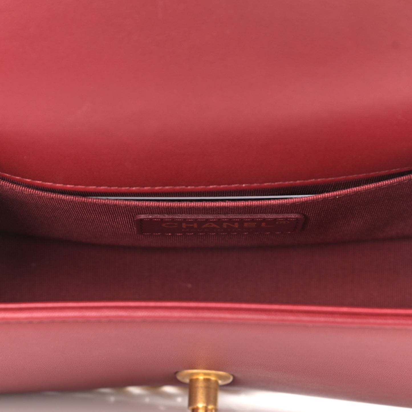 Lambskin Quilted Small Boy Flap Dark Red