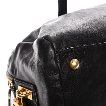 Prada Glace Calf Zippers Dome Satchel Black 11 of 15