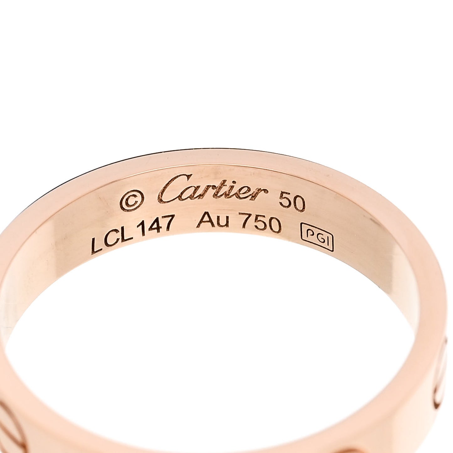 18K Pink Gold 3.5mm LOVE Wedding Band Ring 50 5.25