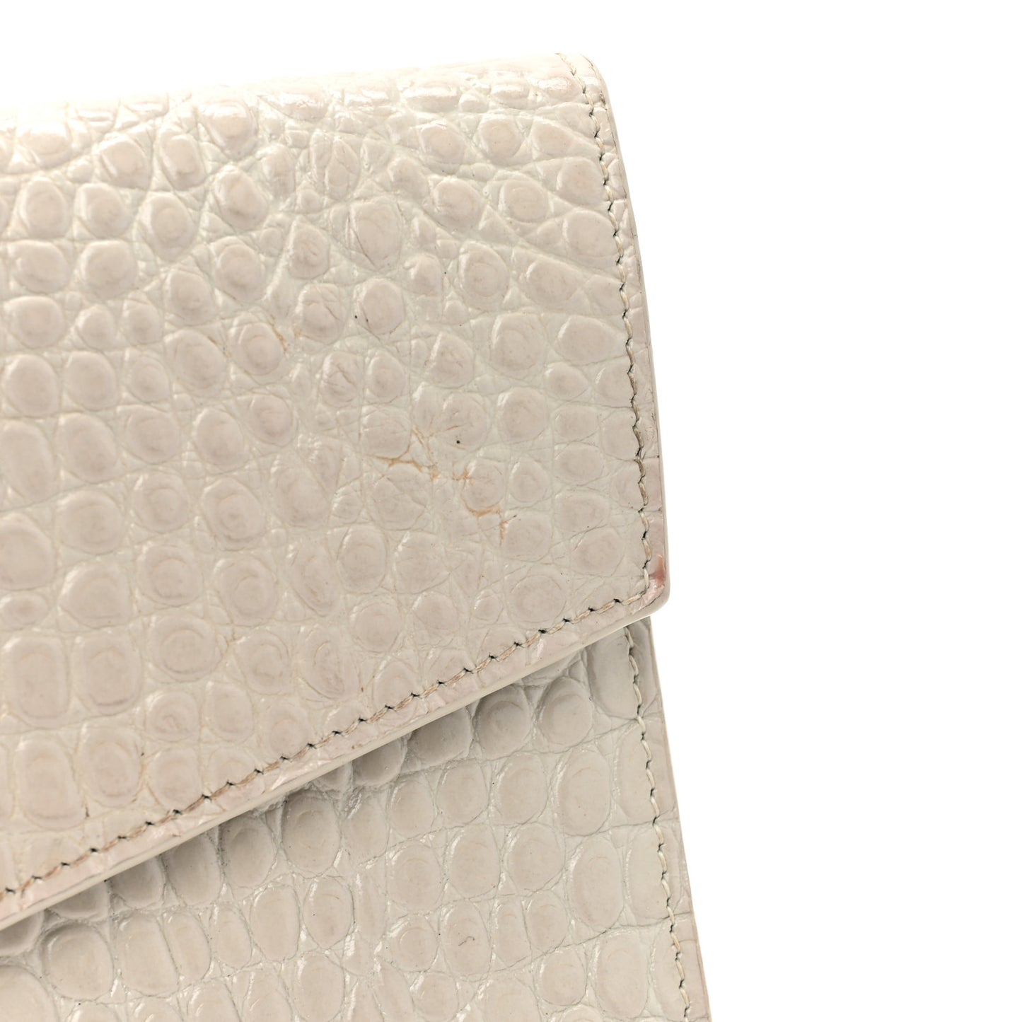 Calfskin Crocodile Embossed Uptown Monogram Clutch Porcellana