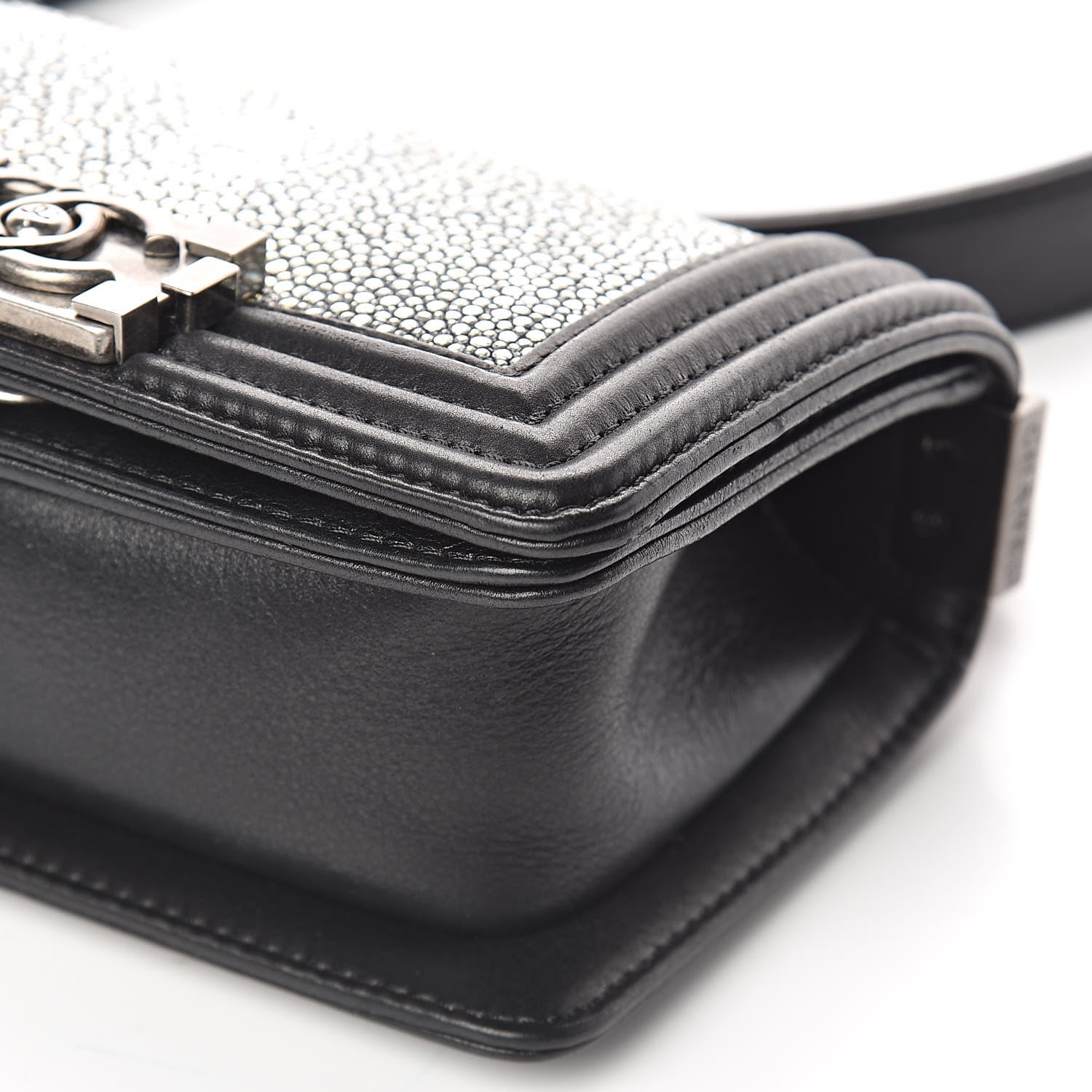 Chanel Galuchat Stingray Mini Boy Flap Black Silver 6 of 9