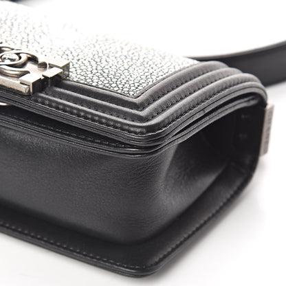 Chanel Galuchat Stingray Mini Boy Flap Black Silver 6 of 9