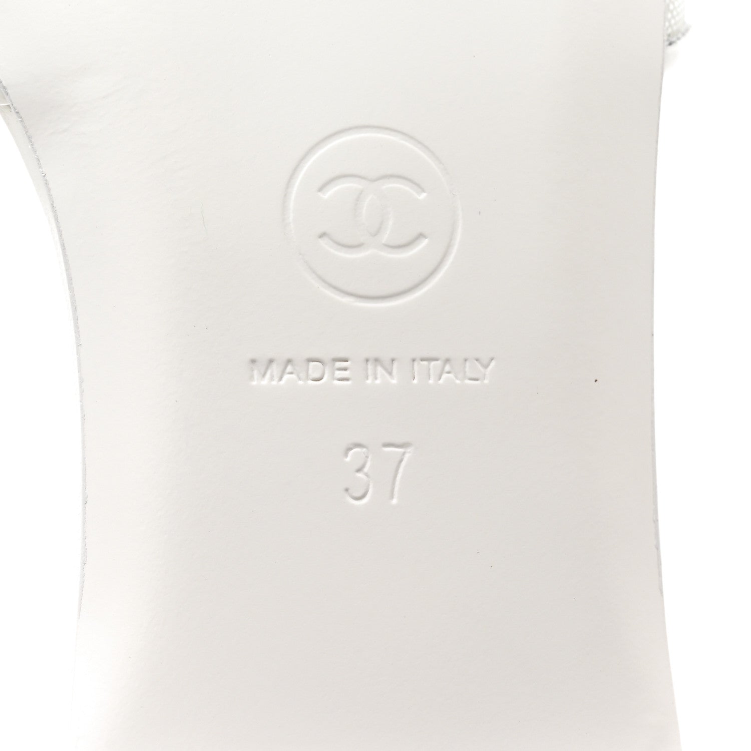 Chanel Mesh Patent Calfskin CC Mules 37 White 7 of 12