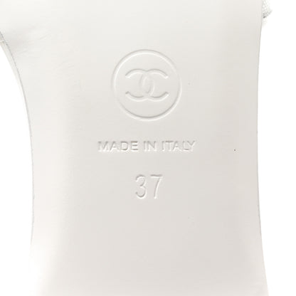 Chanel Mesh Patent Calfskin CC Mules 37 White 7 of 12