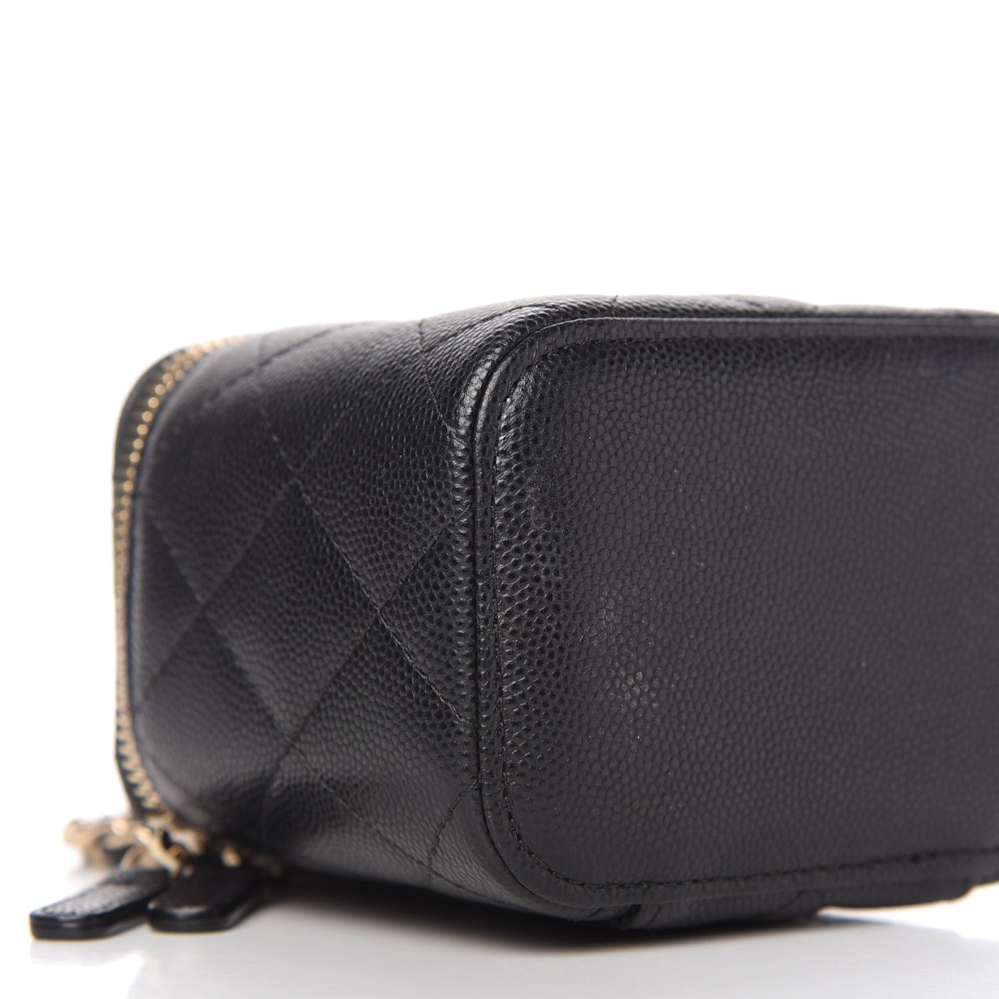 Caviar Quilted Mini Vanity Case With Chain Black