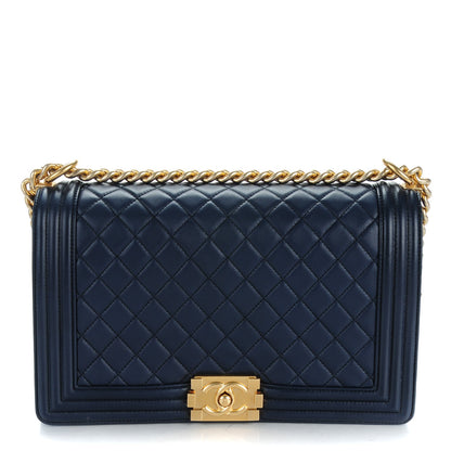 Chanel Lambskin Quilted New Medium Boy Flap Dark Navy Blue 1 of 8