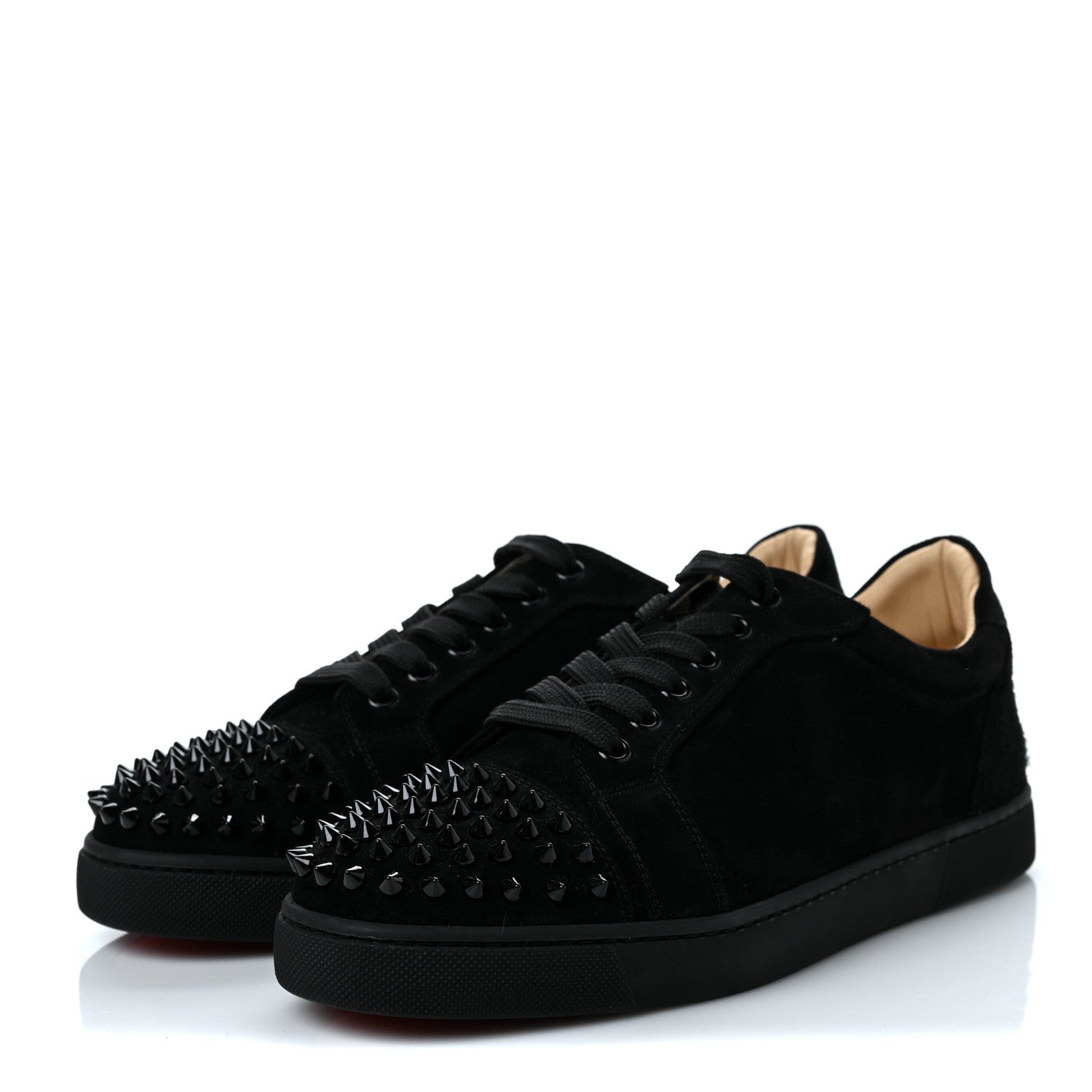 Christian Louboutin Veau Velours Spikes Womens Vieira Flat Sneakers 39 Black 3 of 7
