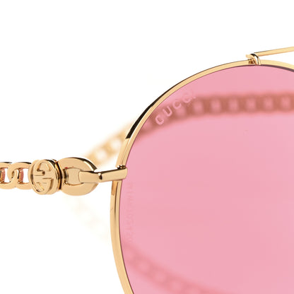 Gucci Aviator Charm Chain GG0725S Sunglasses Gold Pink 7 of 8
