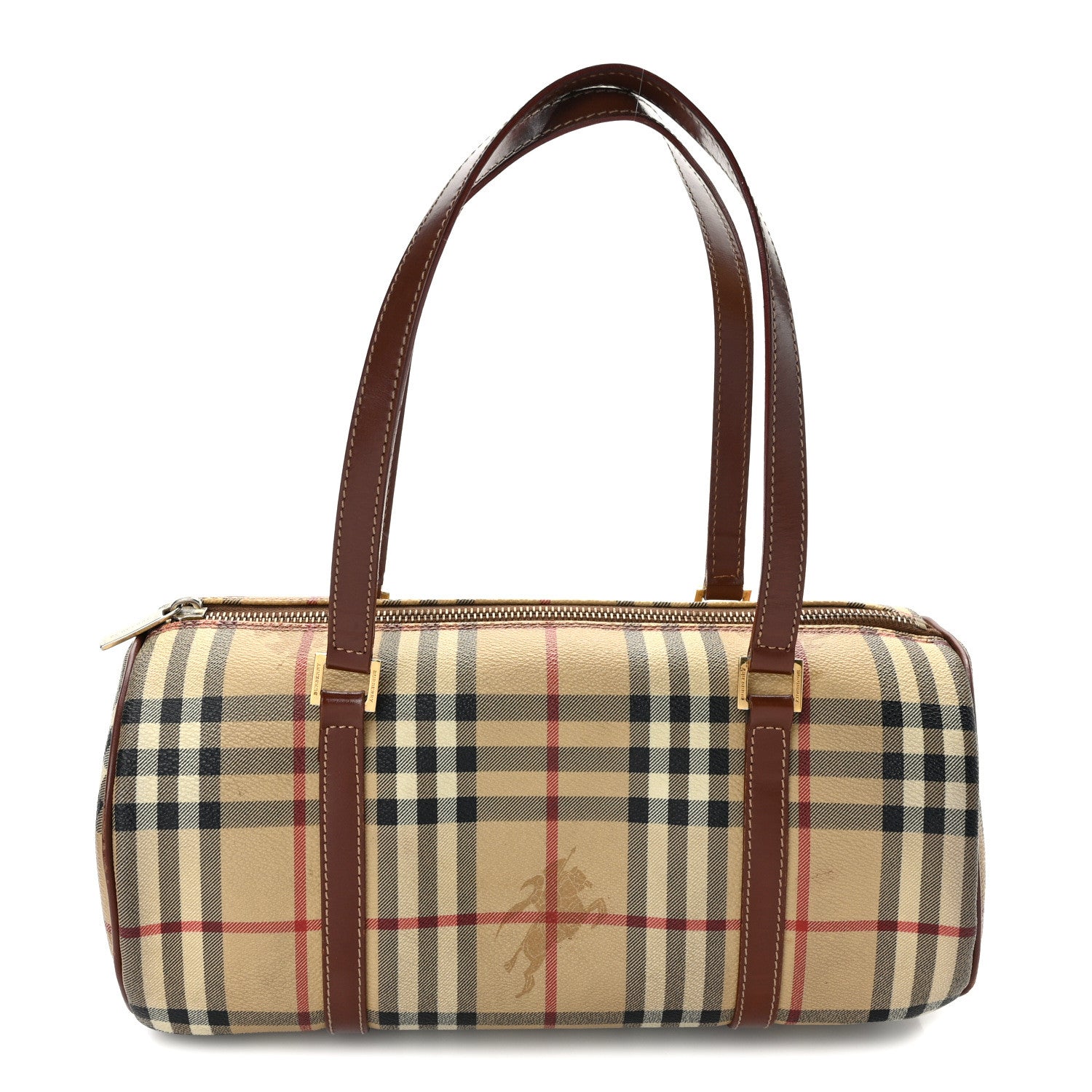 Burberry Haymarket Check Barrel Bag Brown 1 of 13