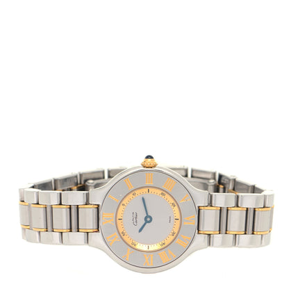 Cartier Stainless Steel 18K Yellow Gold 28mm Must De 21 Quartz Watch 2 of 4