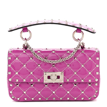 Valentino Garavani Patent Small Rockstud Spike Shoulder Bag Radiant Orchid 1 of 16