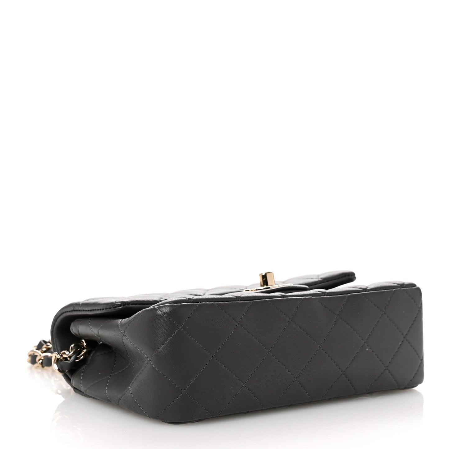 Lambskin Quilted Mini Rectangular Flap Dark Grey