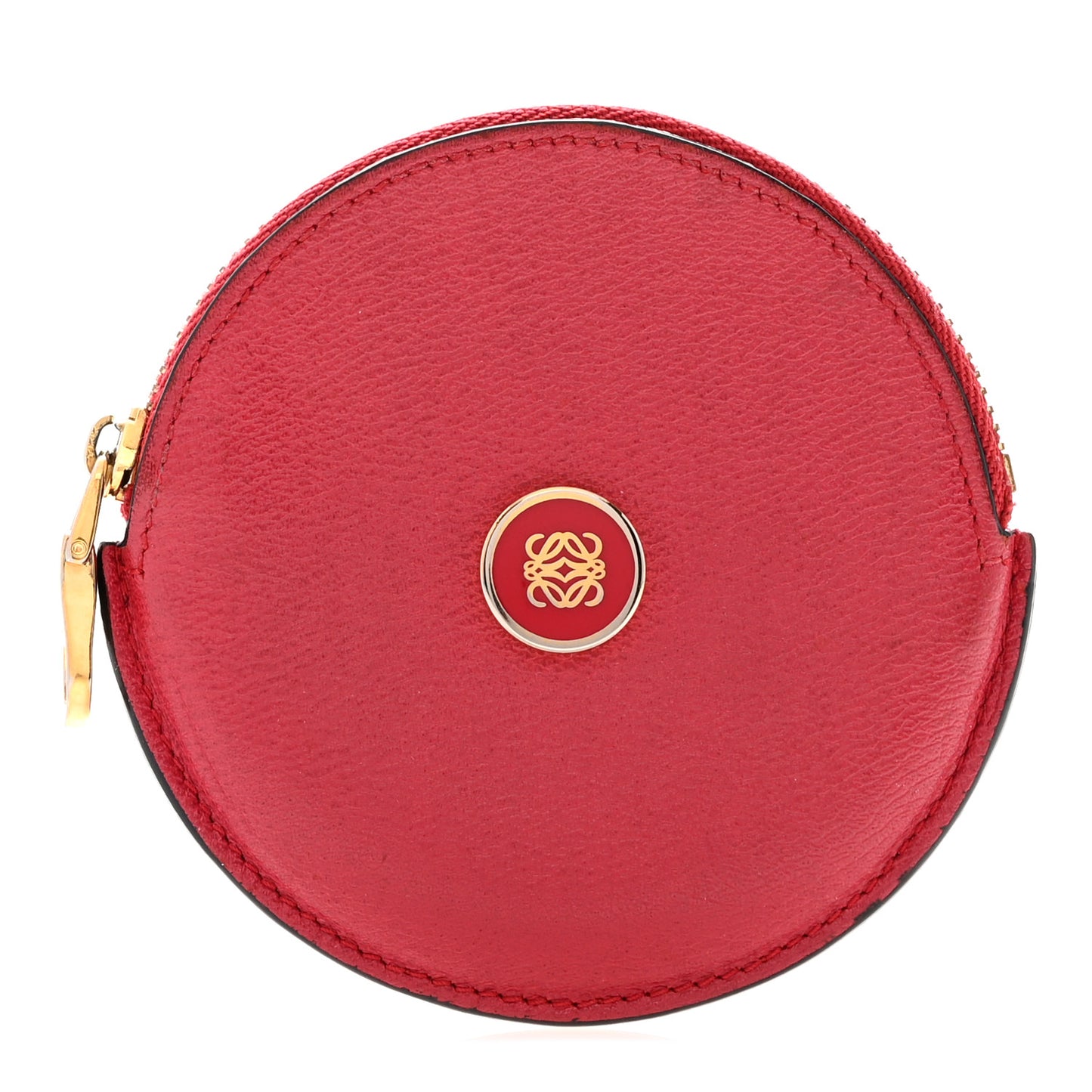 Calfskin Zip Coin Purse Red