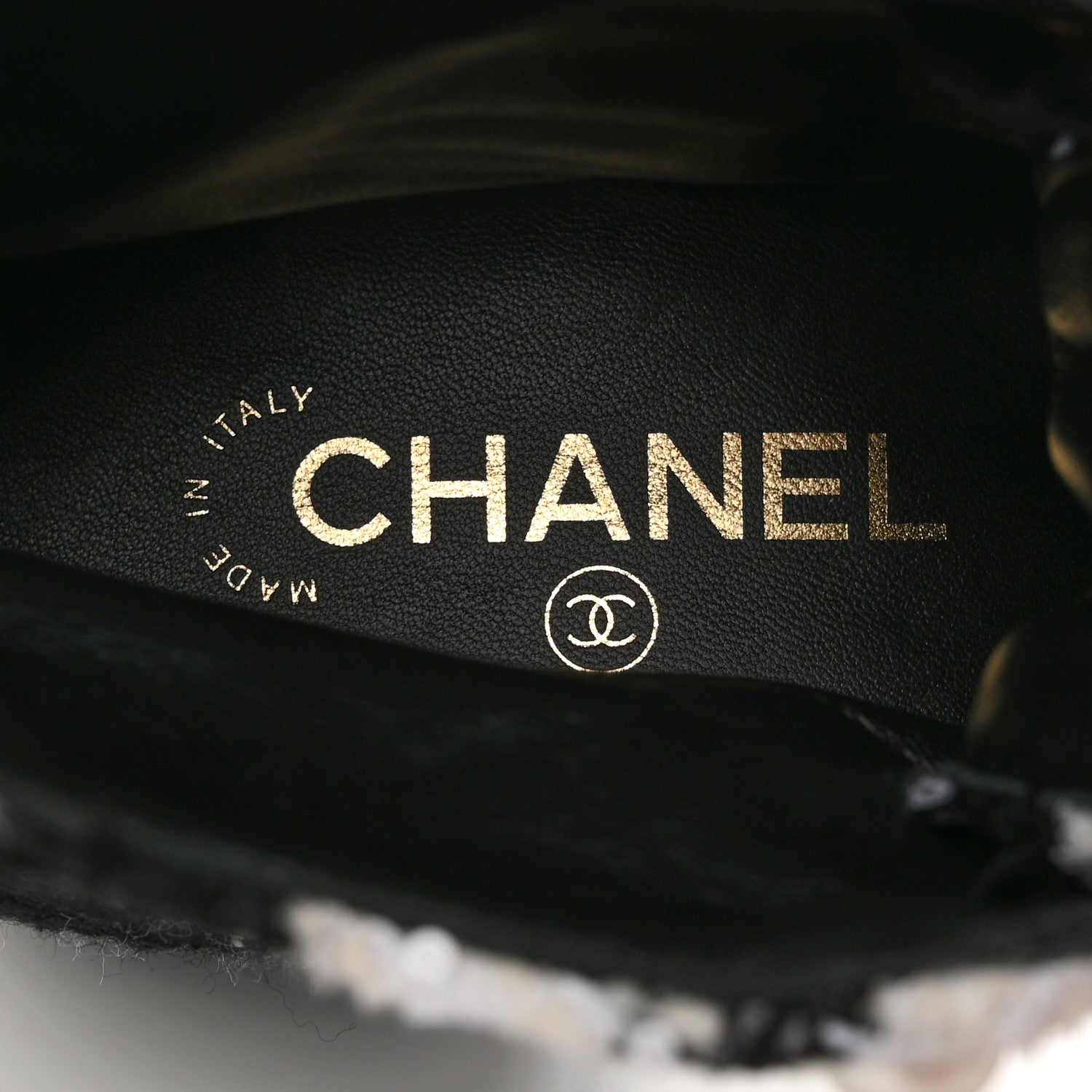 Chanel Tweed Grosgrain Pearl Combat Short Boots 38.5 White Black 6 of 9
