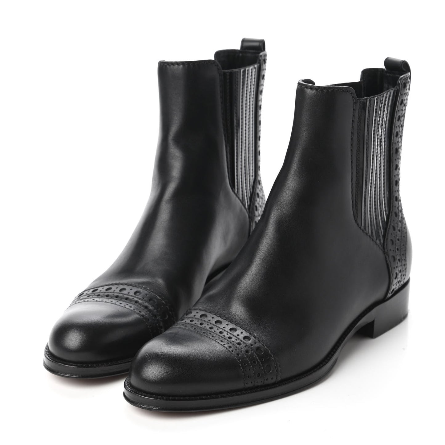 Calfskin Flat Ankle Boots 37 Black