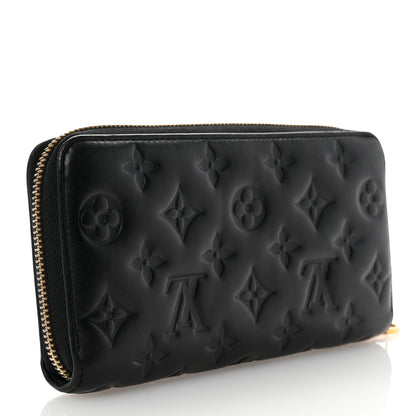Louis Vuitton Lambskin Embossed Monogram Coussin Zippy Wallet Black 3 of 6