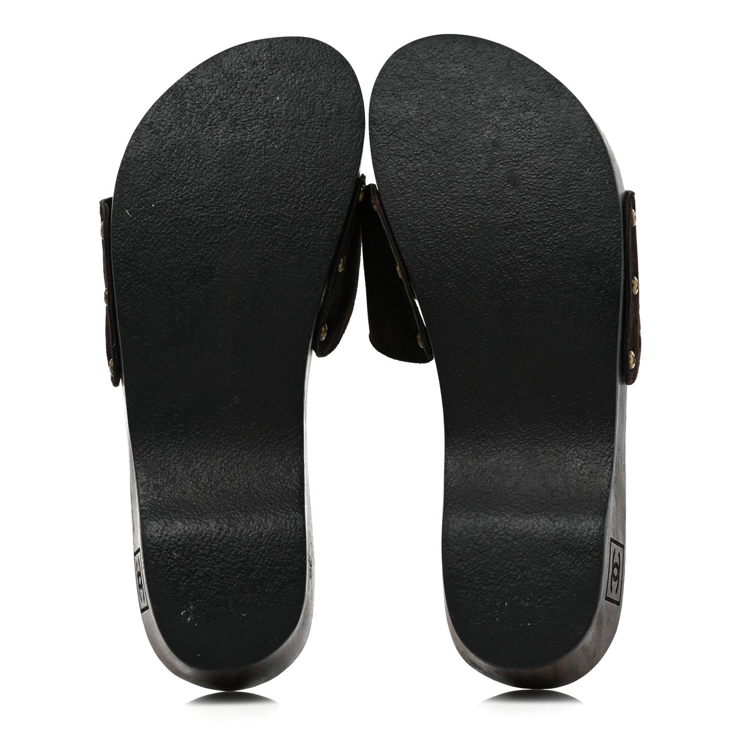 Suede CC Buckle Clogs 36 Dark Brown