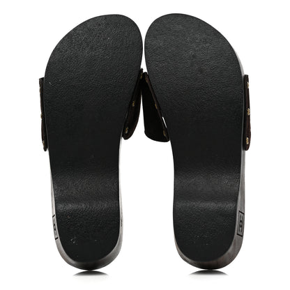 Chanel Suede CC Buckle Clogs 36 Dark Brown 5 of 7