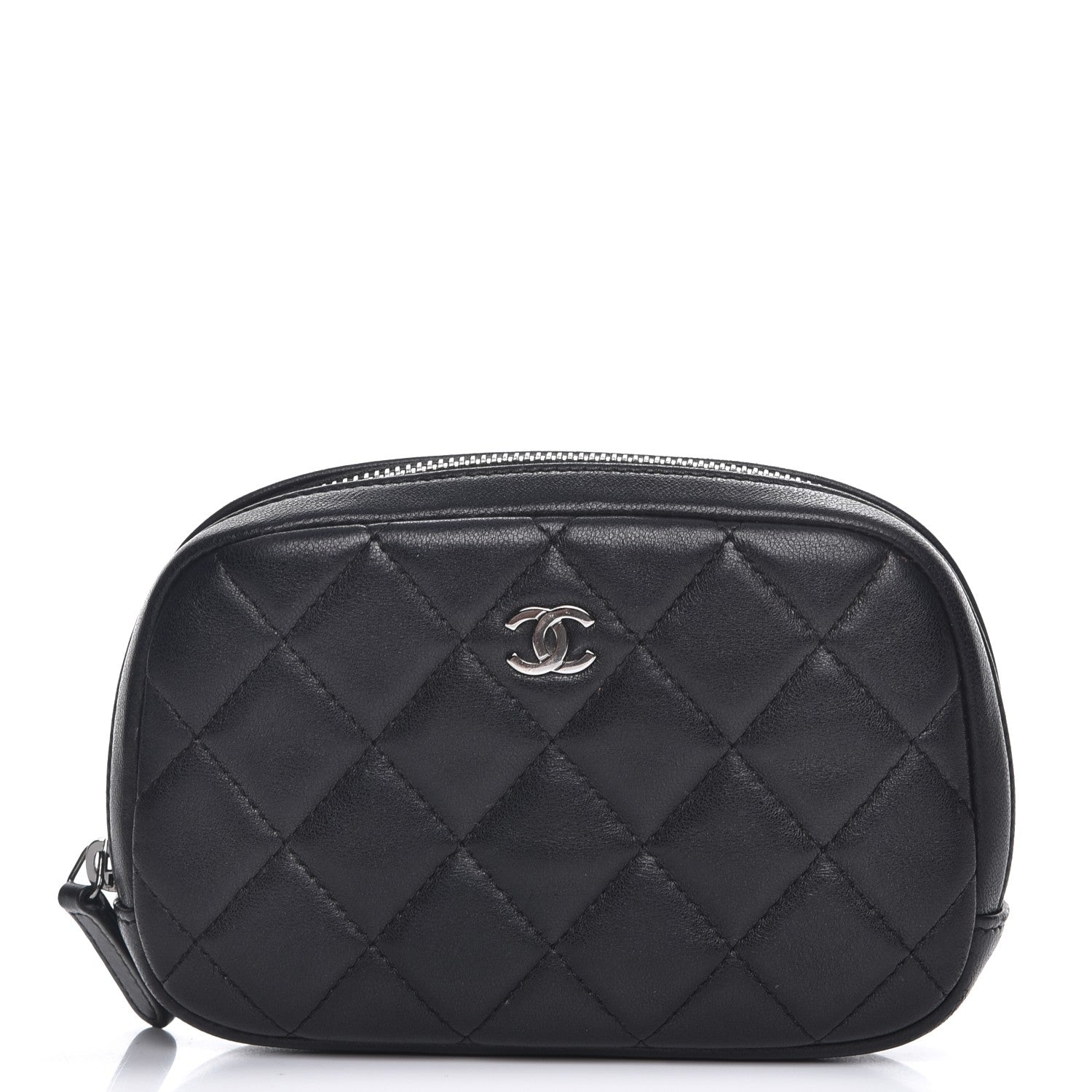 Chanel Lambskin Quilted Small Curvy Pouch Cosmetic Case Black 1 of 8