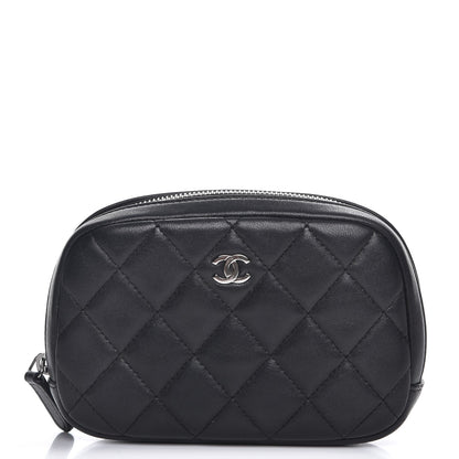 Chanel Lambskin Quilted Small Curvy Pouch Cosmetic Case Black 1 of 8
