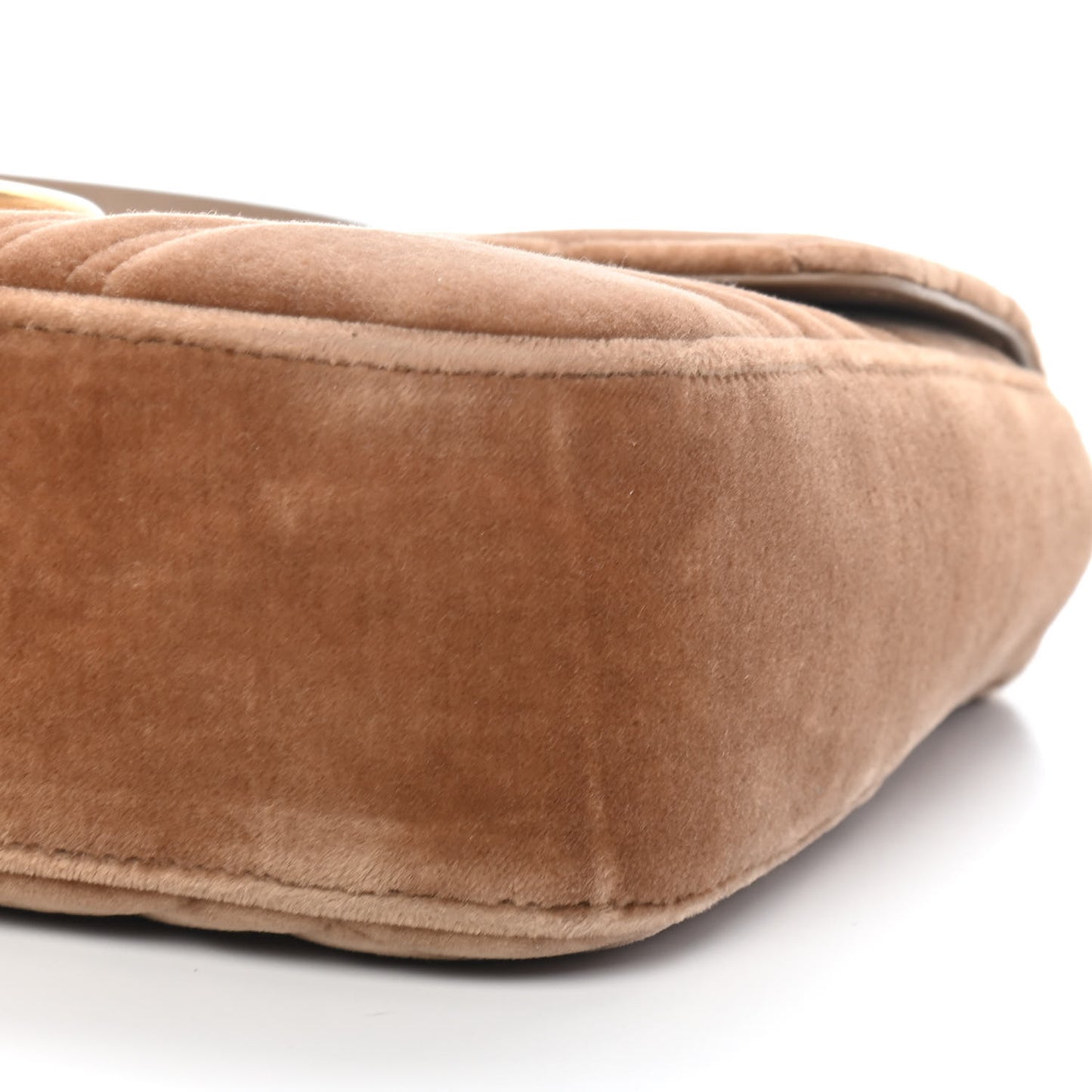 Velvet Matelasse Medium GG Marmont Shoulder Bag Taupe