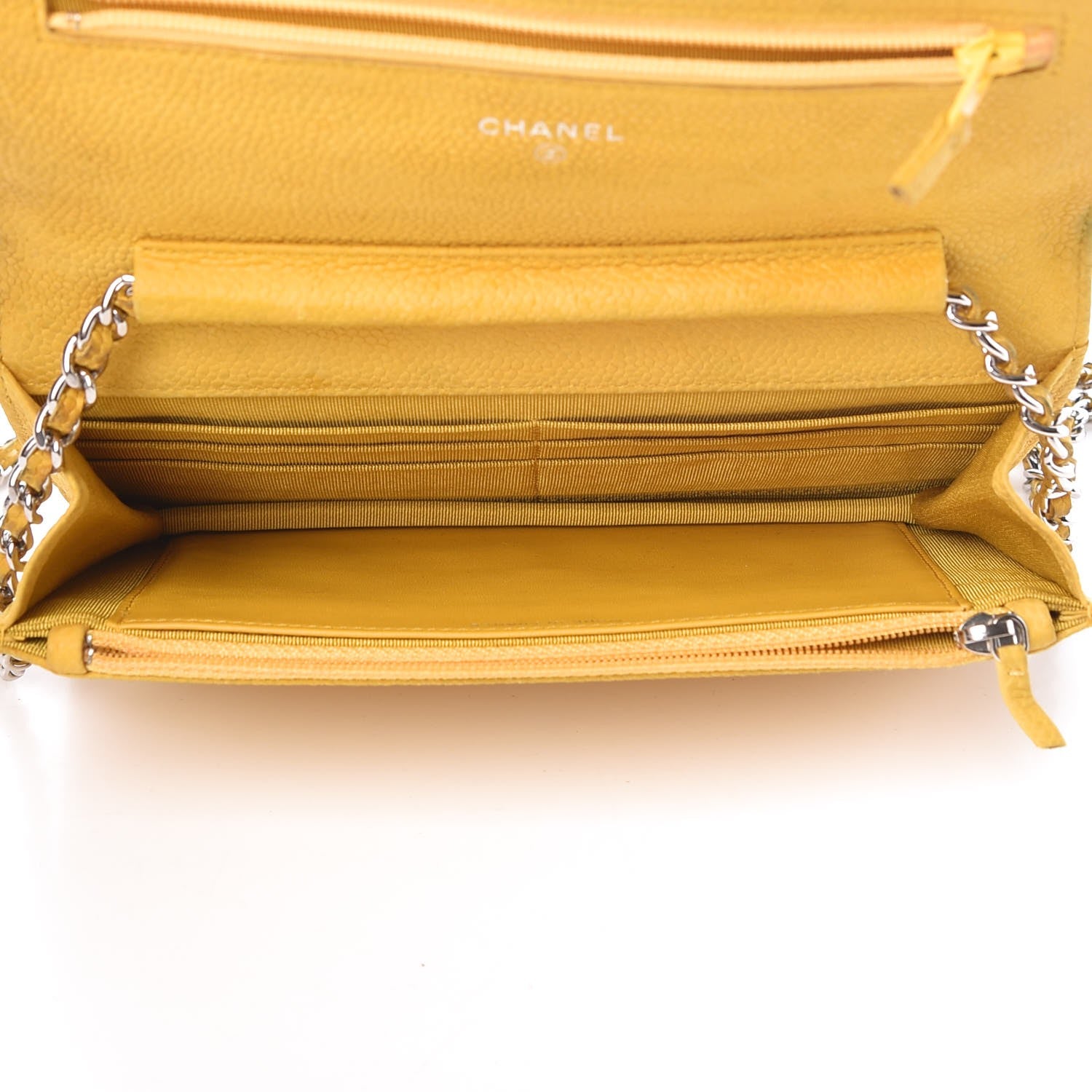 Chanel Iridescent Caviar Quilted Wallet on Chain WOC Yellow 5 of 16