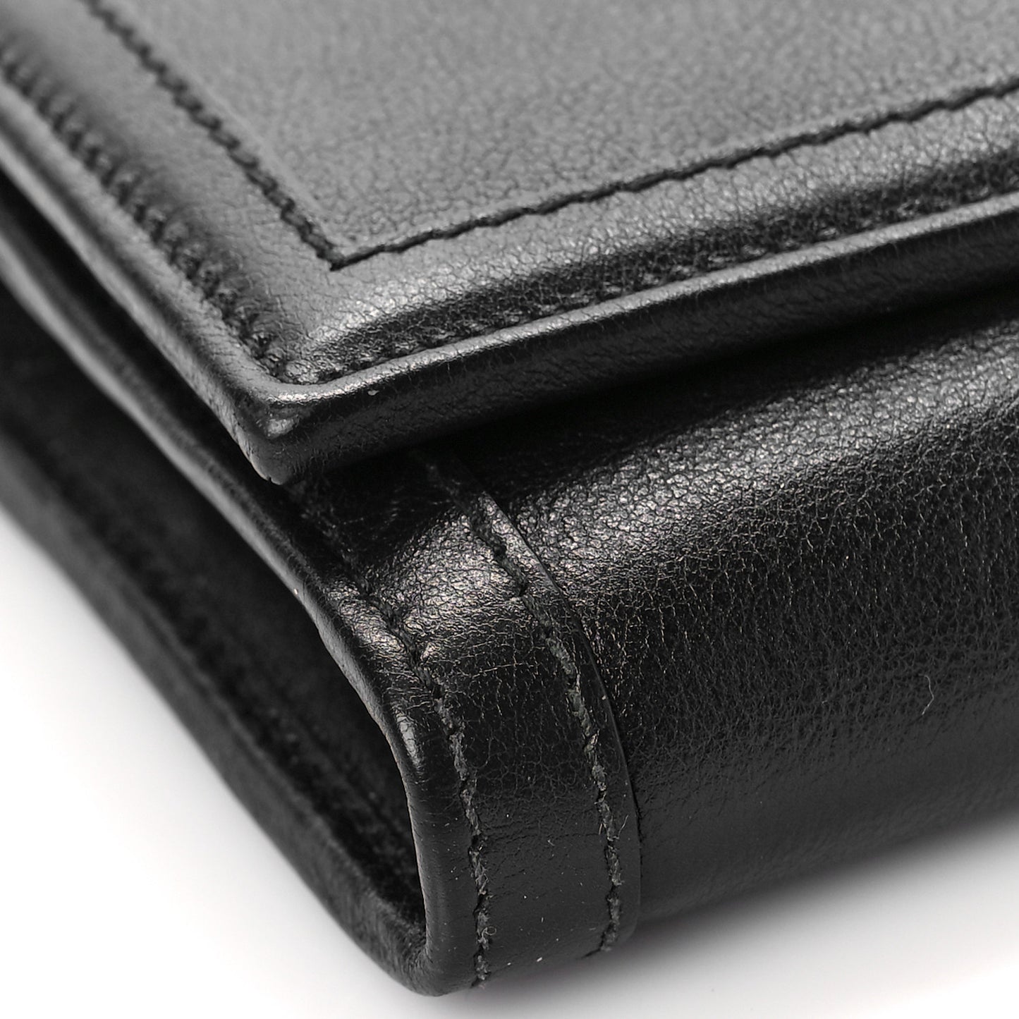 Wonka Grain Calfskin Diana Chain Wallet Black