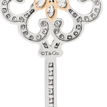 Tiffany Platinum 18K Yellow Gold Diamond Enchant Primrose Key Pendant 4 of 6