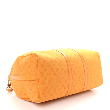 Louis Vuitton Denim Monogram Keepall Bandouliere 50 Ocre 3 of 9