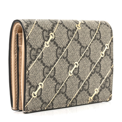 Gucci GG Supreme Monogram Calfskin Horsebit Print Card Case Beige Ebony Light Pink 3 of 8
