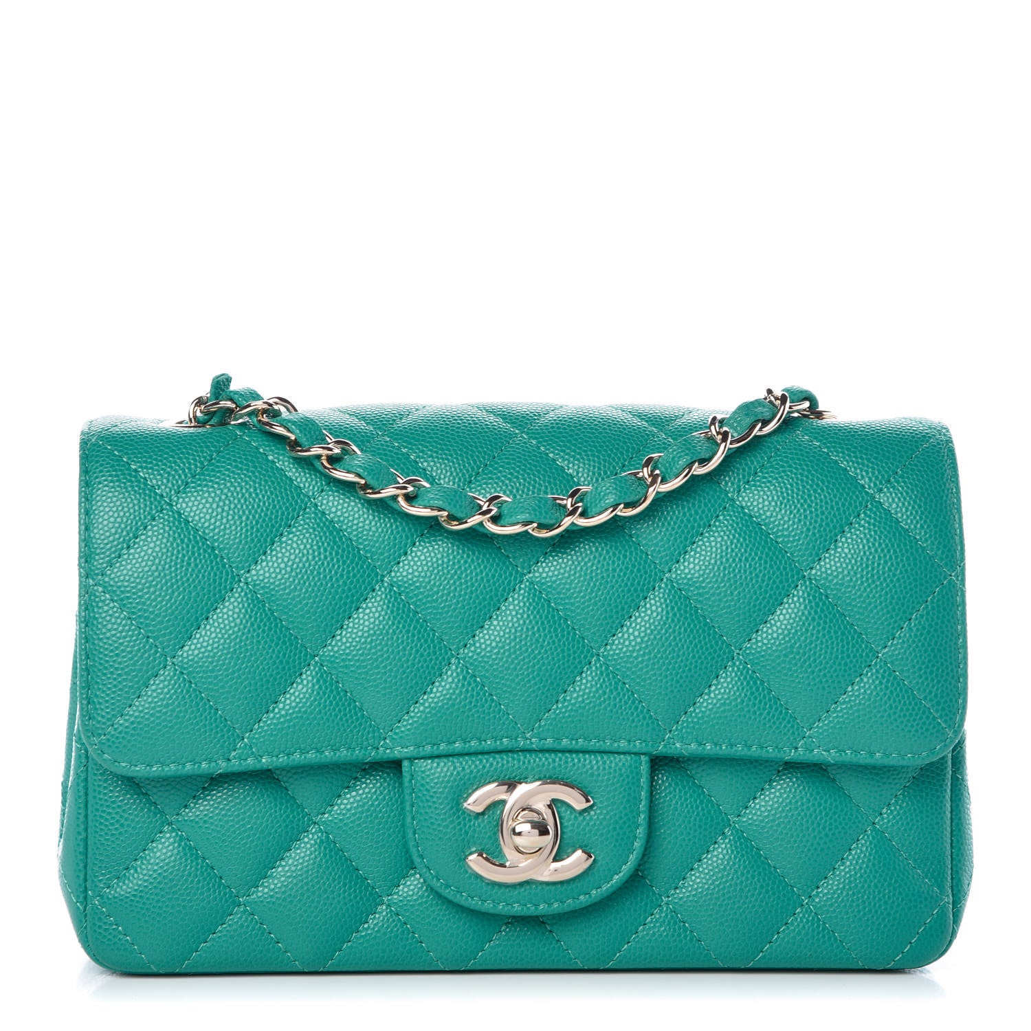 Chanel Caviar Quilted Mini Rectangular Flap Turquoise 1 of 8