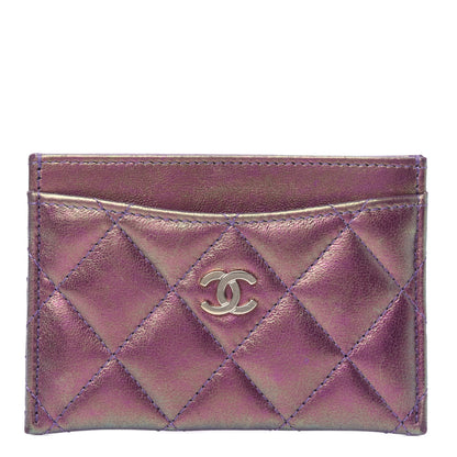 Chanel Iridescent Lambskin Quilted Card Holder Purple 1 of 14